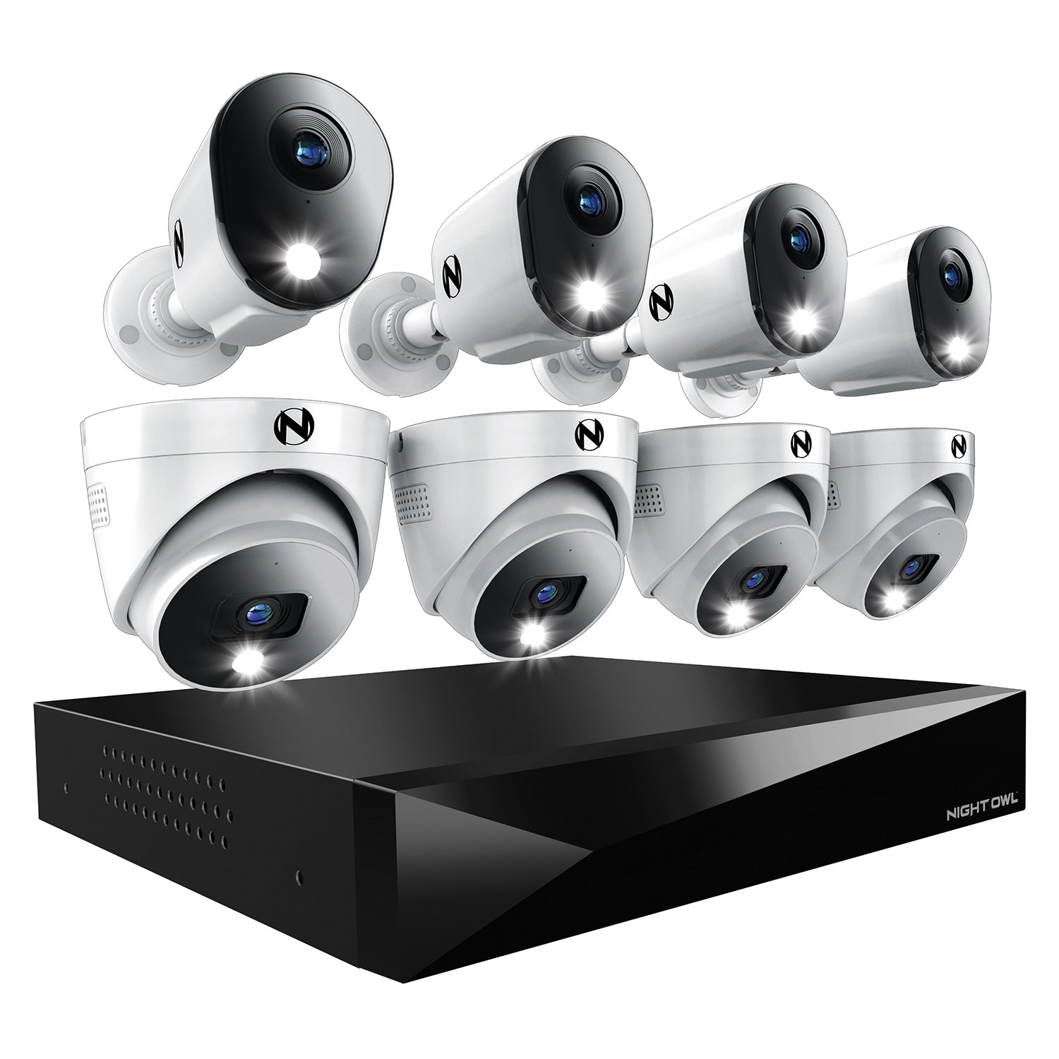 Night Owl FTD4 Indoor/Outdoor 8-Camera Hardwired Spotlight 2Tb Hard Drive Security Camera System FTD4-82-4B4DML