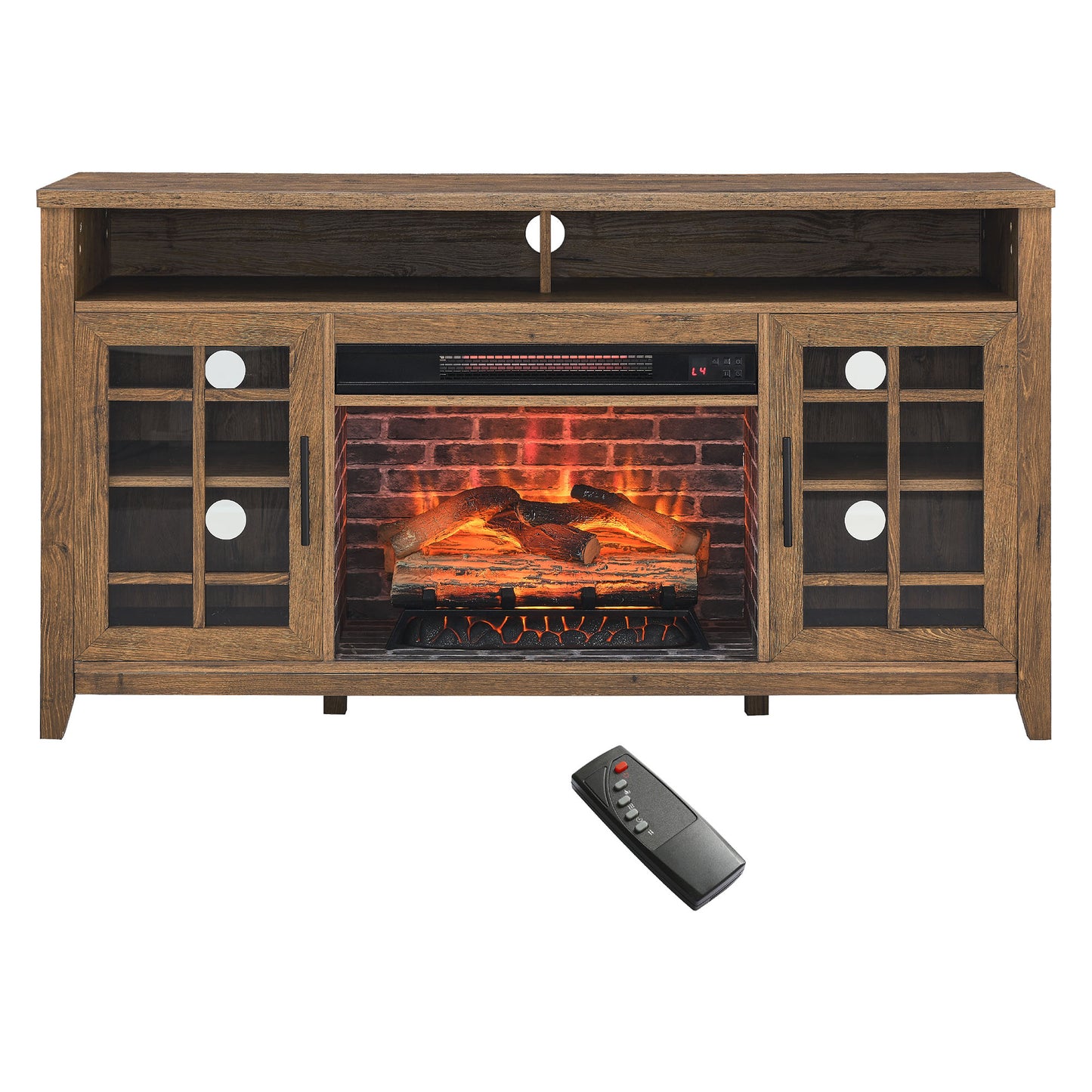 Clihome 55-in W Brown TV Stand with Infrared Quartz Electric Fireplace CL-CB72634