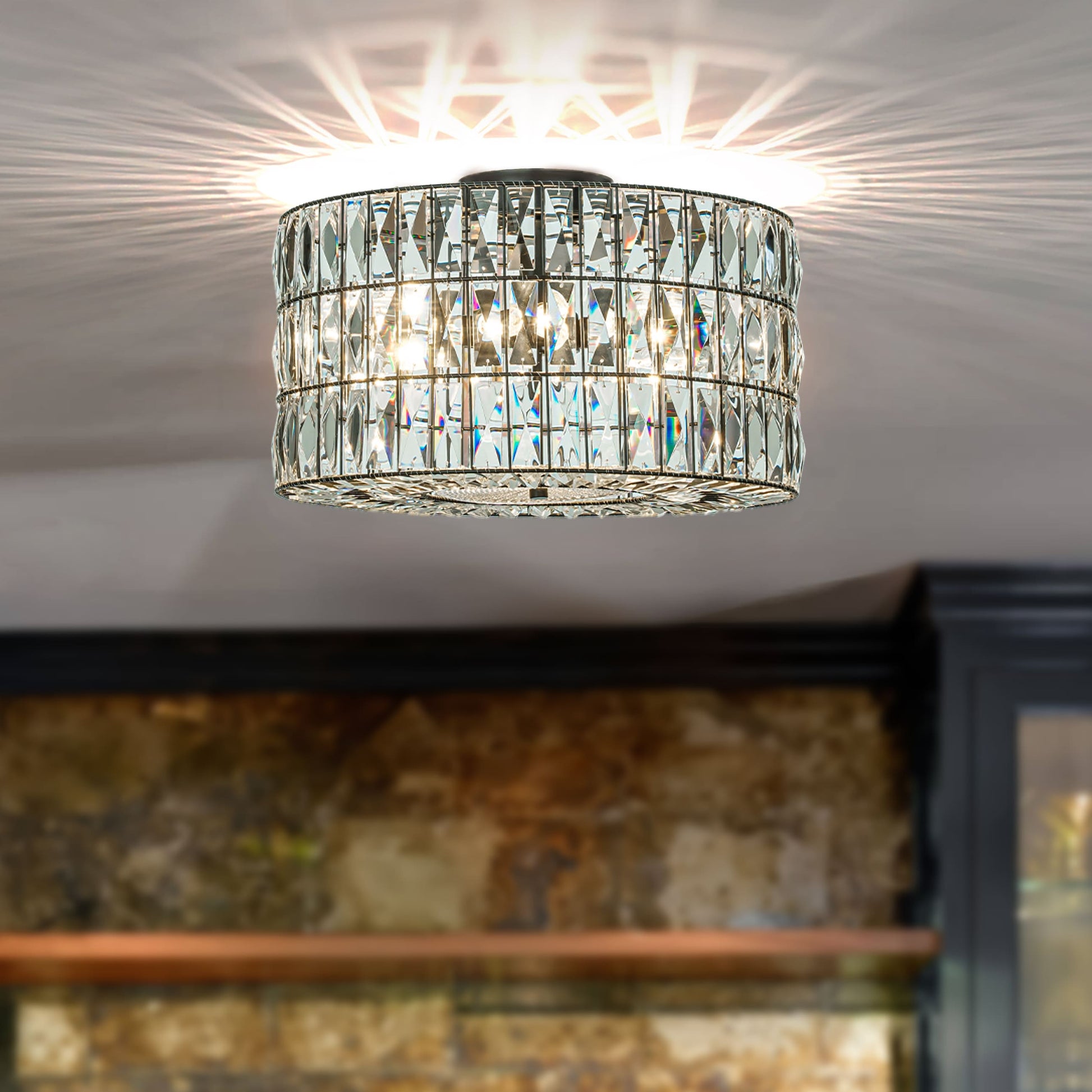 AloaDecor Lighting 4 -Light 20-in Matte Black Flush Mount Light