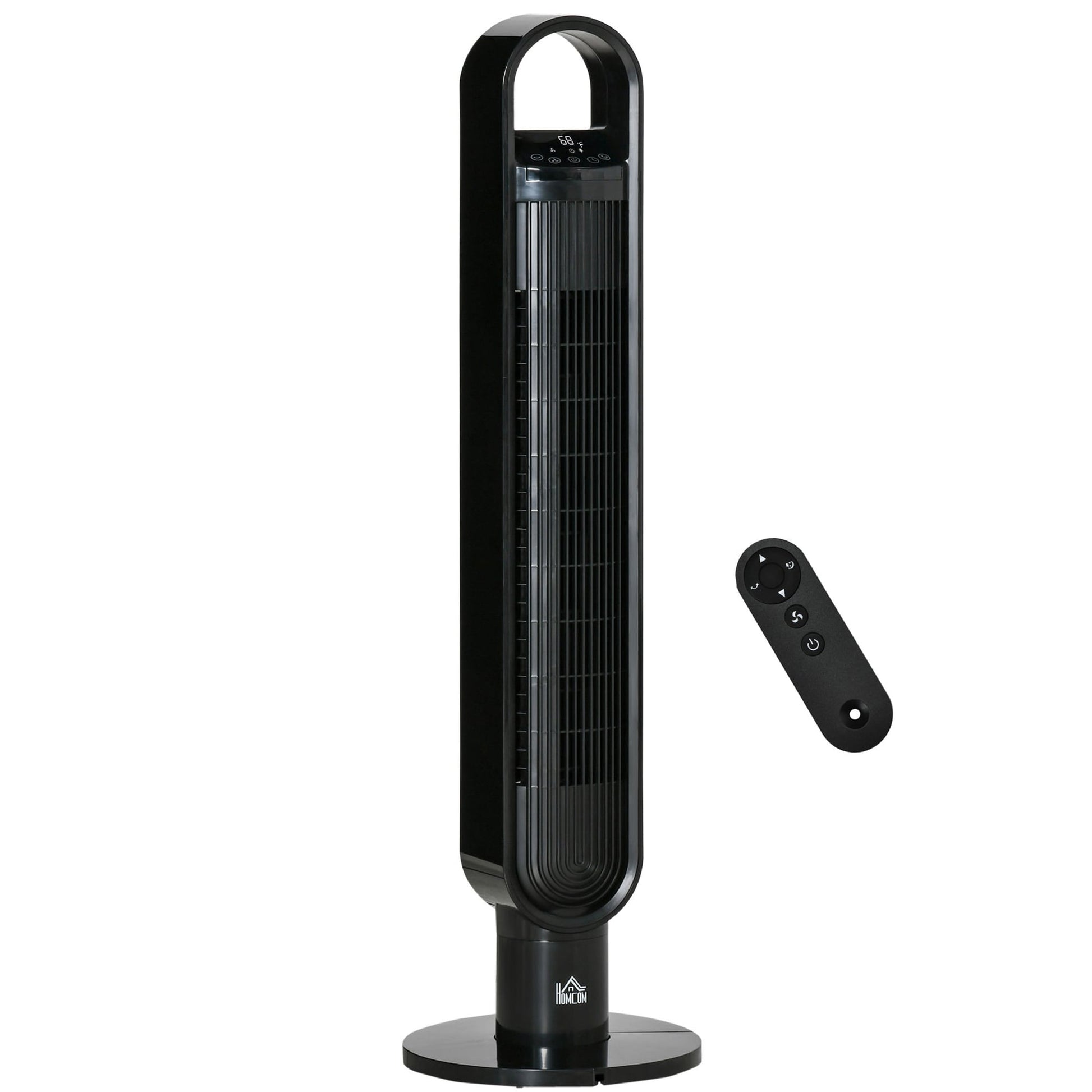 Siavonce 39-in 110-Volt 3-Speed High Velocity Indoor Black Oscillating Tower Fan with Remote FZ41046