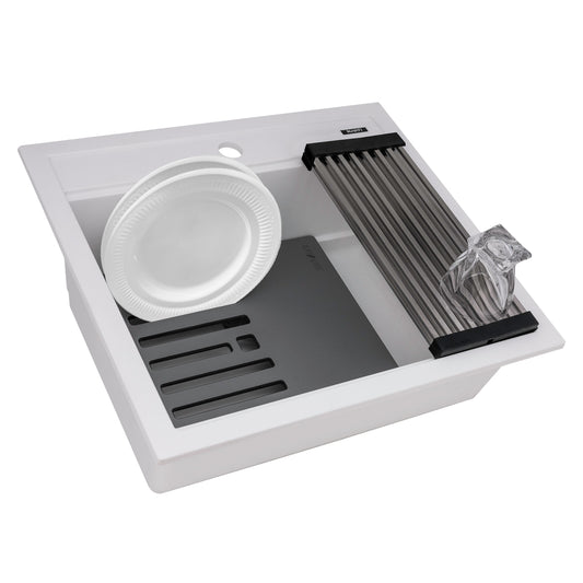Ruvati epiCube Undermount 22-in x 20-in Composite Single bowl Kitchen Sink