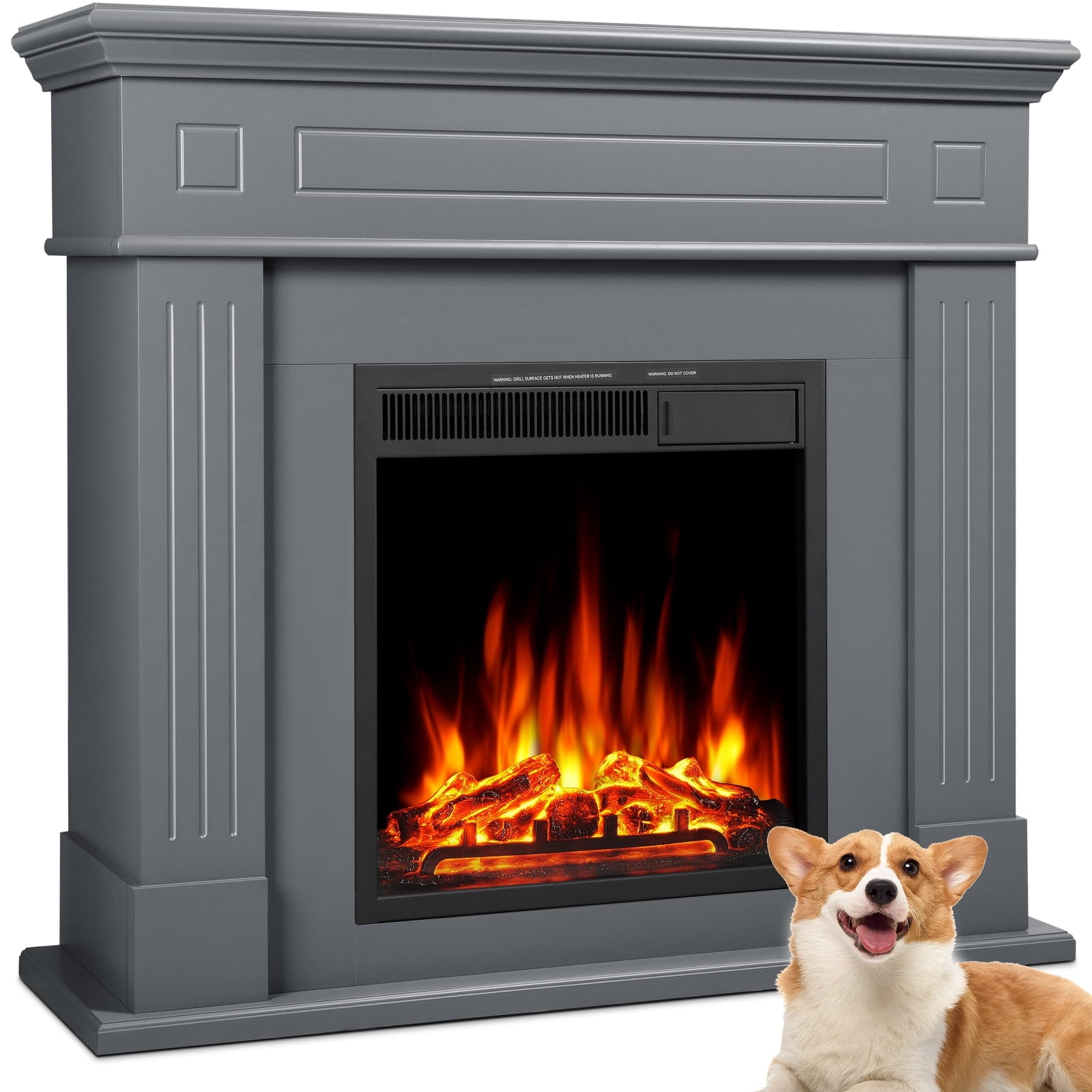 COWSAR 43.31-in W Grey Infrared Quartz Electric Fireplace LSSM027G