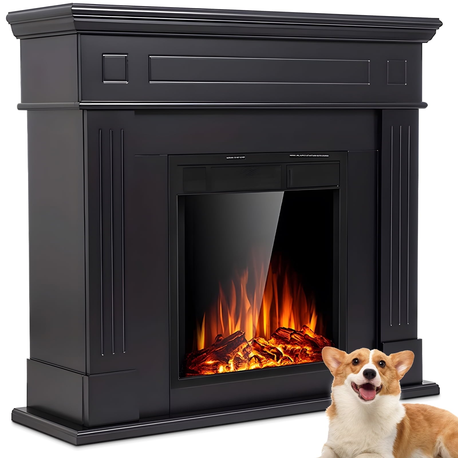 COWSAR 43.31-in W Black Infrared Quartz Electric Fireplace LSSM027B
