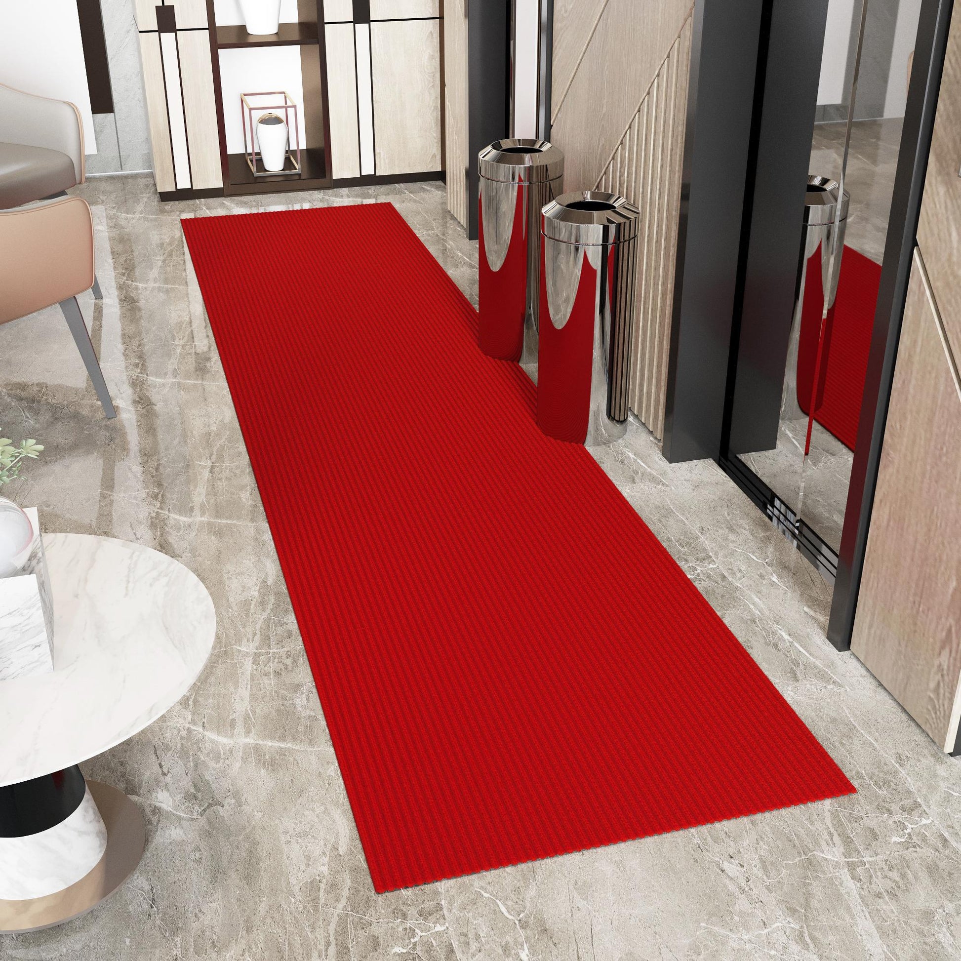 Ottomanson 3 ft 11 in x 44 ft Extra Long Hallway Runner 4 x 44 (ft) Loomed Red Rectangular Indoor/Outdoor Solid Industrial Pet Friendly Runner rug
