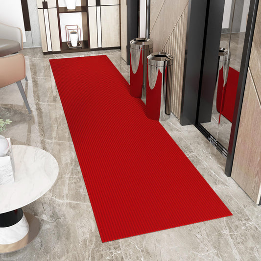 Ottomanson 3 ft 11 in x 44 ft Extra Long Hallway Runner 4 x 44 (ft) Loomed Red Rectangular Indoor/Outdoor Solid Industrial Pet Friendly Runner rug