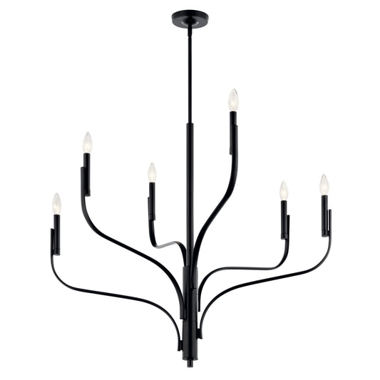 Kichler Livadia 6 -Light Black Modern/contemporary Bare bulb For Use in Bedrooms, Dining Rooms, Foyers, Kitchens, Living Rooms Chandelier 6297462