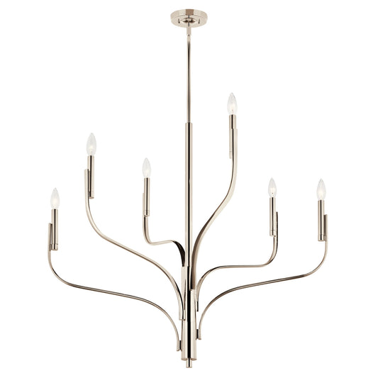 Kichler Livadia 6 -Light Polished Nickel Modern/contemporary Bare bulb For Use in Bedrooms, Dining Rooms, Foyers, Kitchens, Living Rooms Chandelier 6297464