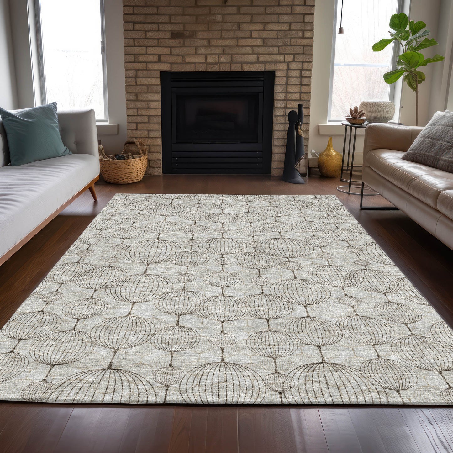 Addison Rugs Chantille ACN732BG 8 x 10 (ft) Beige Rectangular Indoor/Outdoor Geometric Machine washable Area rug