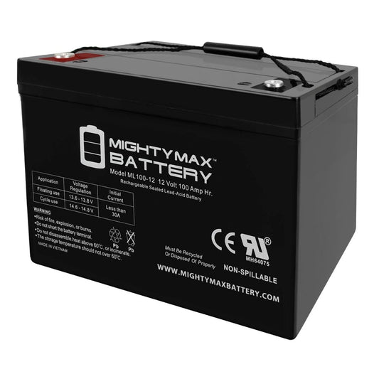 Mighty Max Battery 100AH FOR SOLAR WIND DEEP CYCLE VRLA 12V 24V 48V Rechargeable Sealed Lead Acid 121000 Backup Power Batteries ML100-1242