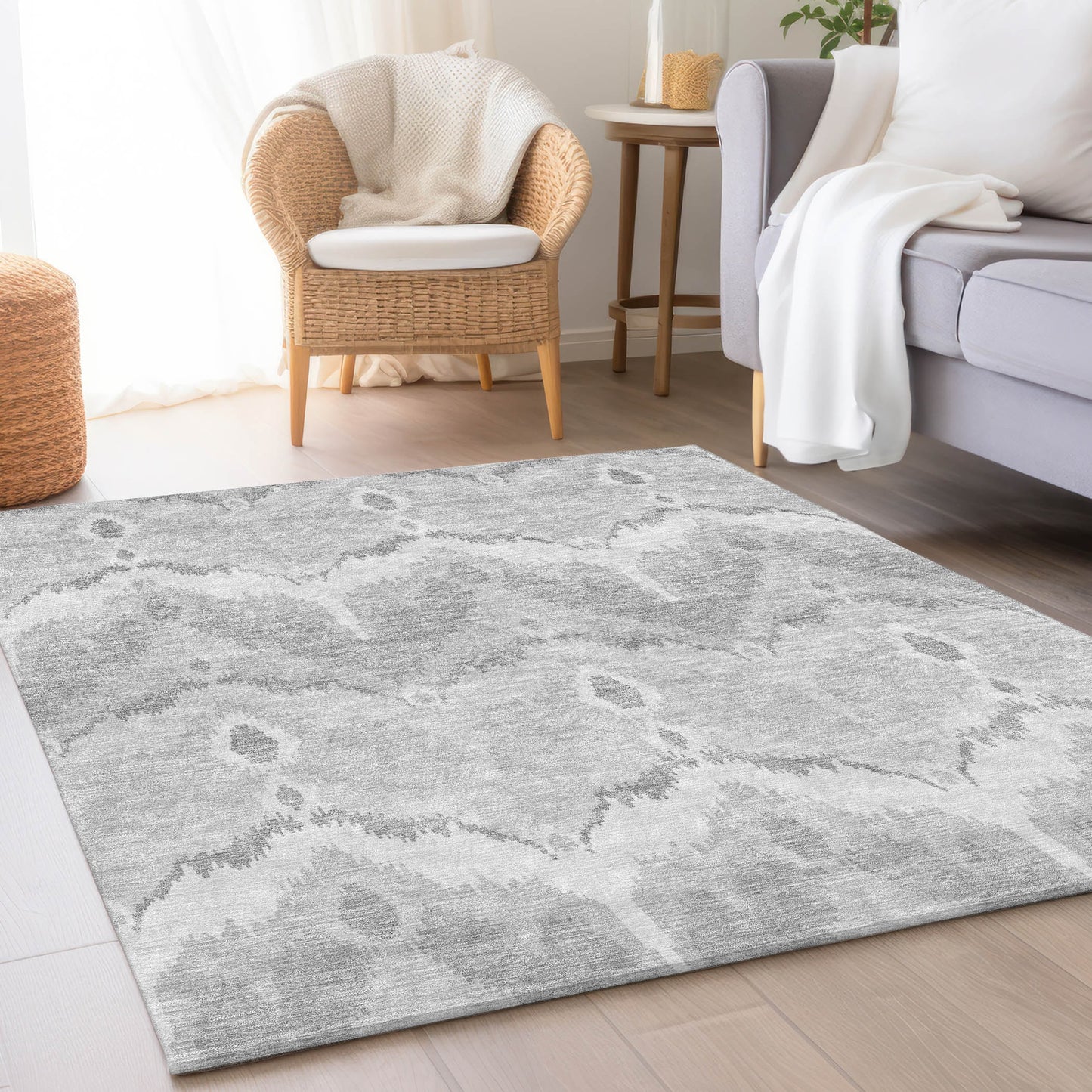 Addison Rugs Chantille ACN743SV 9 x 12 (ft) Silver Rectangular Indoor/Outdoor Geometric Machine washable Area rug