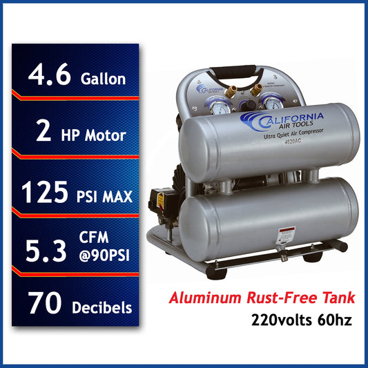 California Air Tools 4.6-Gallon Stationary Electric 125 PSI Twin Stack Air Compressor CAT-4620-22060