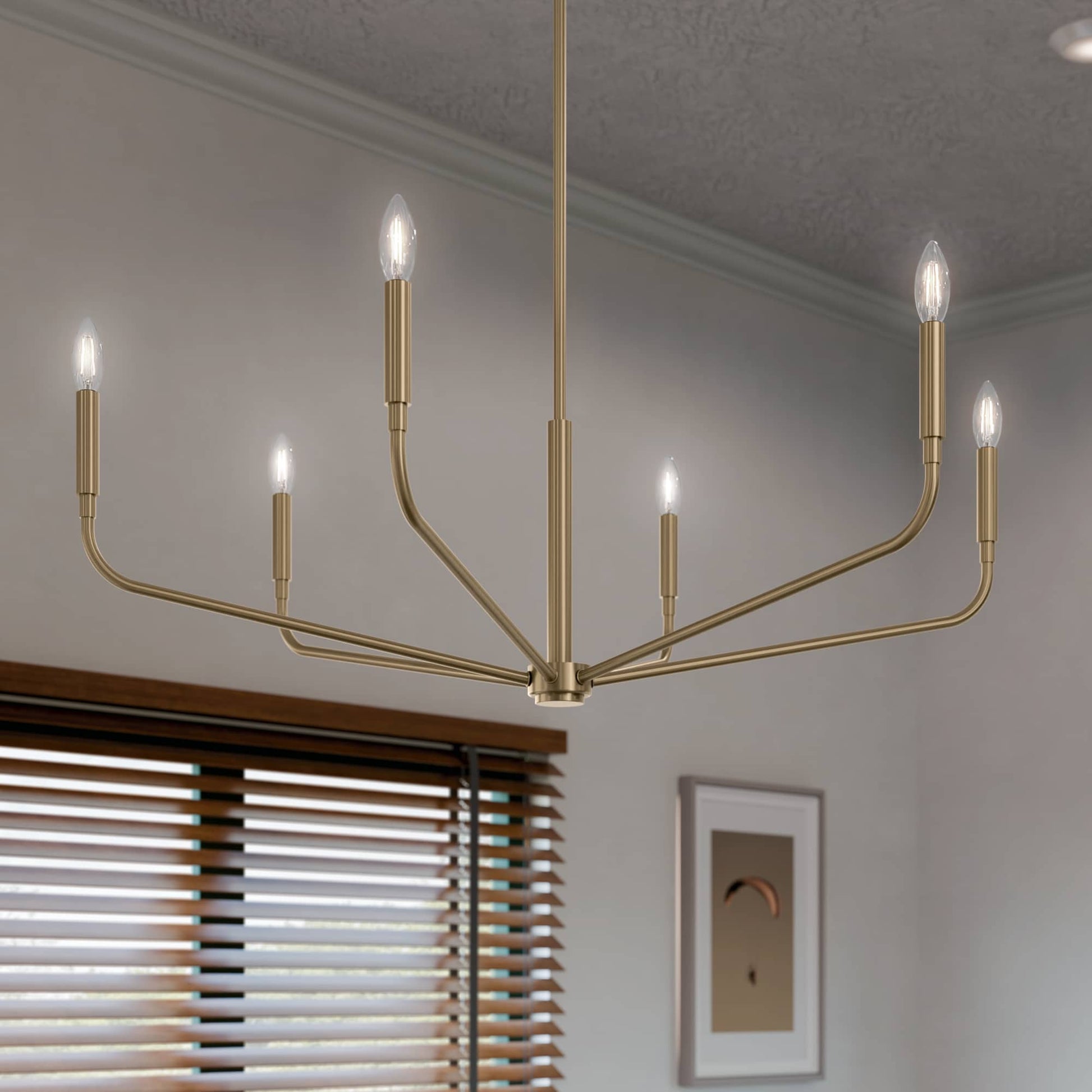Kichler Madden 6 -Light Polished Gold Modern/contemporary Bare bulb For Use in Bedrooms, Dining Rooms, Foyers, Kitchens, Living Rooms Chandelier
