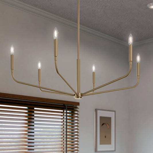 Kichler Madden 6 -Light Polished Gold Modern/contemporary Bare bulb For Use in Bedrooms, Dining Rooms, Foyers, Kitchens, Living Rooms Chandelier