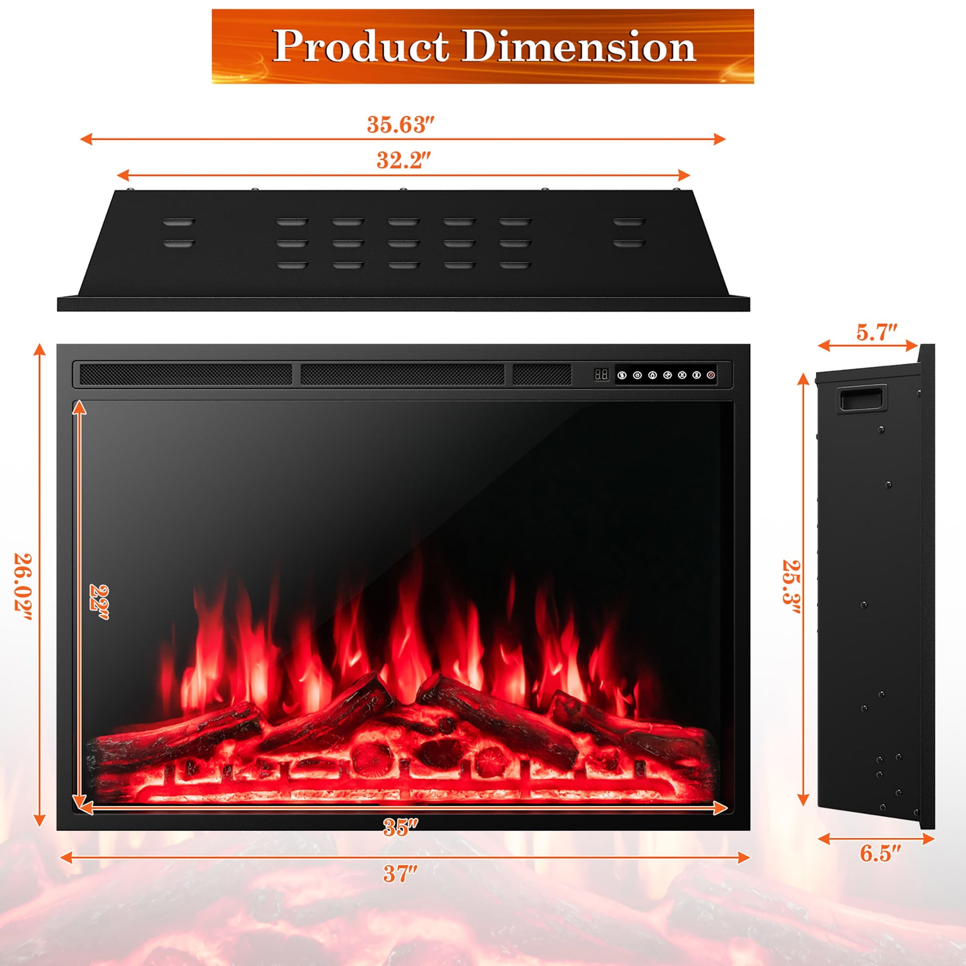 Goplus 6.5-in Black Electric Fireplace Insert FP10191