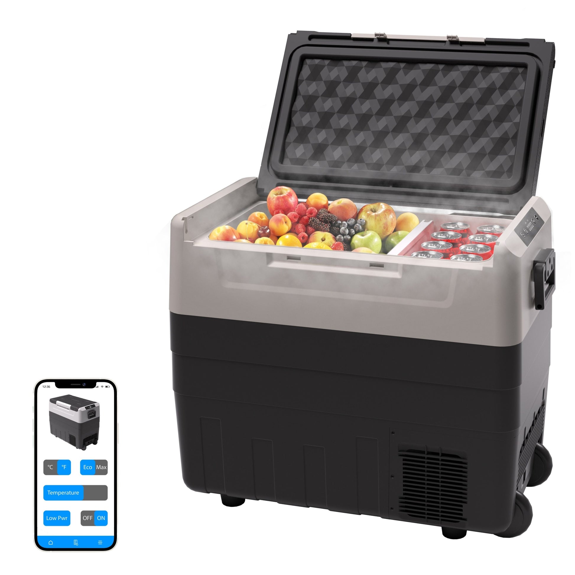 ONE Smart CE Gear Portable Bluetooth Smart Electric Insulated Black 14.5-Gallon Wheeled Insulated Chest Cooler OPCF5501