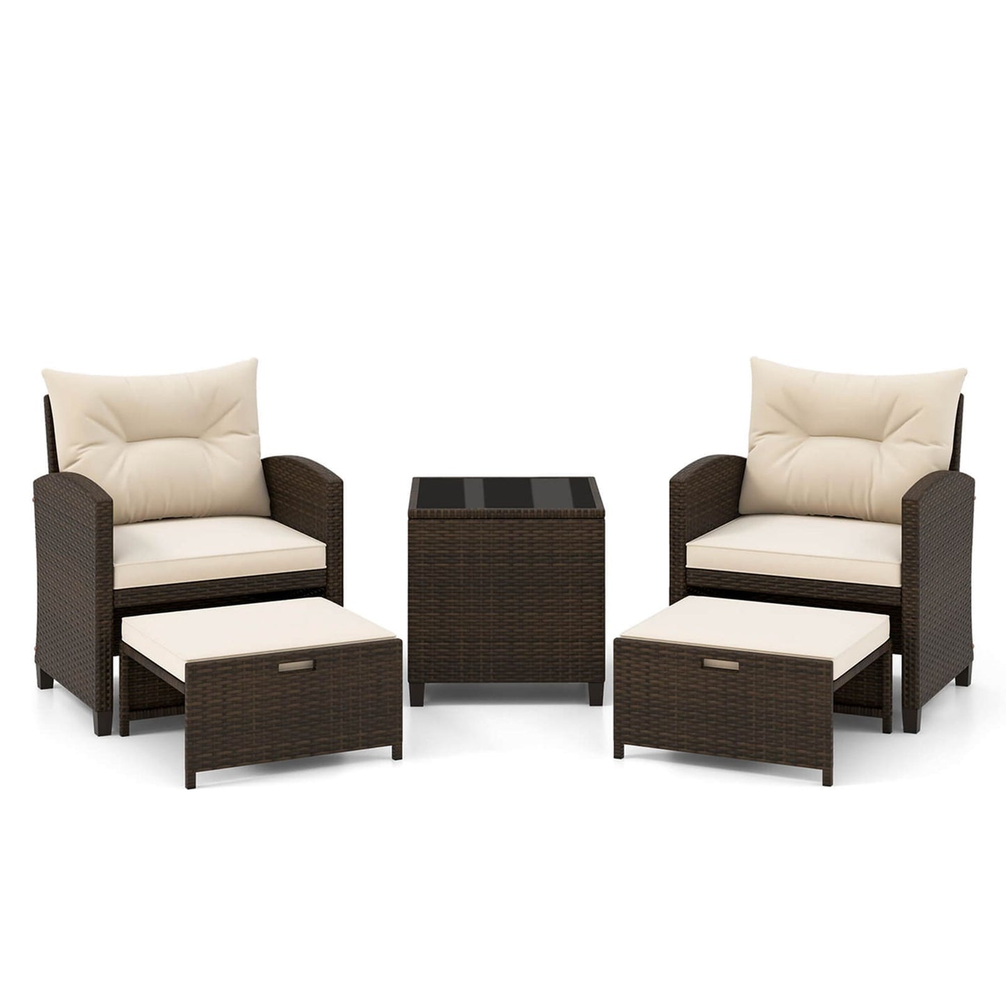 Costway 5 -Piece Rattan Patio Conversation Set Cushions