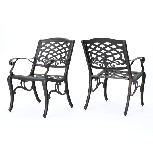 AHIOU HOME Abigail Set of 2 Stackable Copper Aluminum Frame Stationary Dining Chair with Mesh Seat
