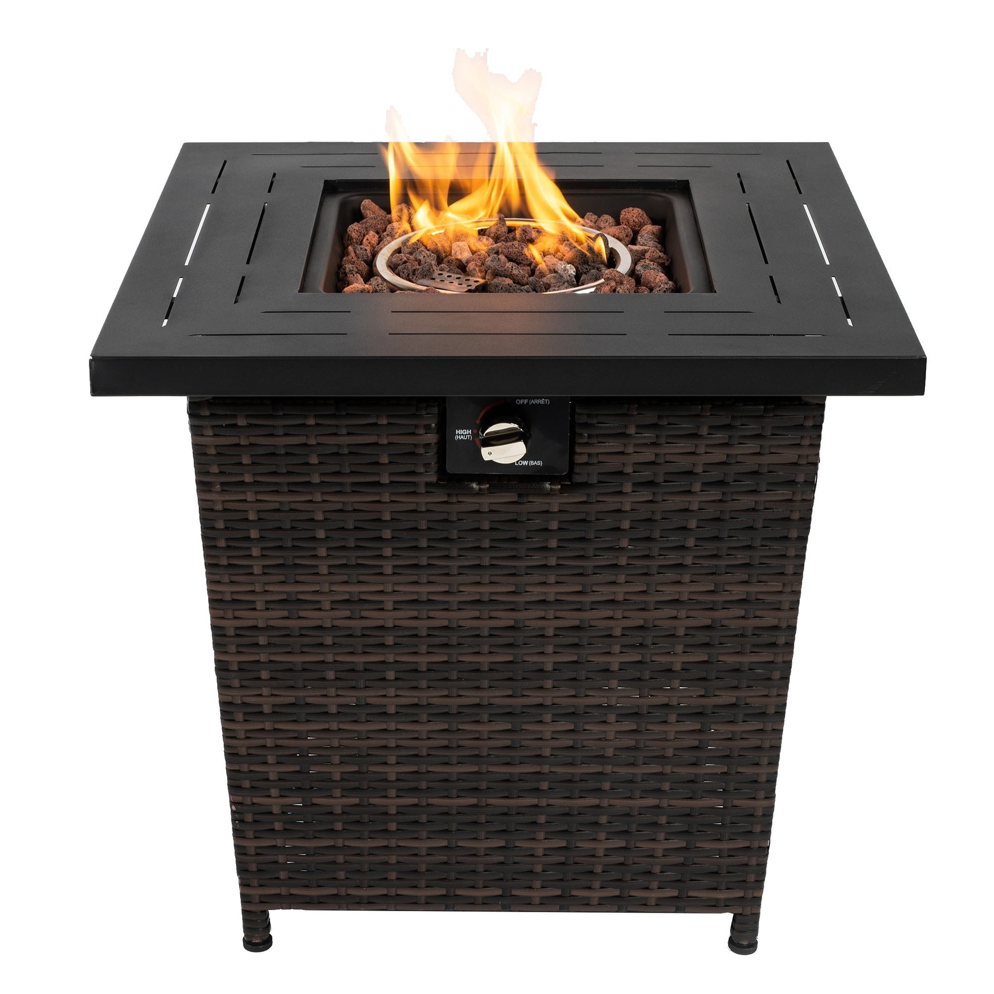 AHIOU HOME Adriana 27.15-in W 40000 Maximum BTUs Steel Square Liquid propane Fire pit table
