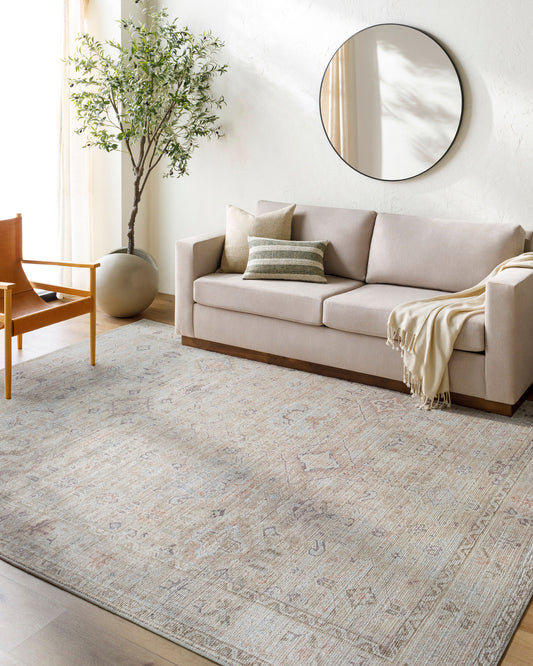 Livabliss Becki Owens Marlene 7 x 10 (ft) Flatweave Ivory, Cream, Medium Brown, Dusty Coral, Seafoam, Mustard Rectangular Indoor Medallion Bohemian/Eclectic Pet Friendly Area rug