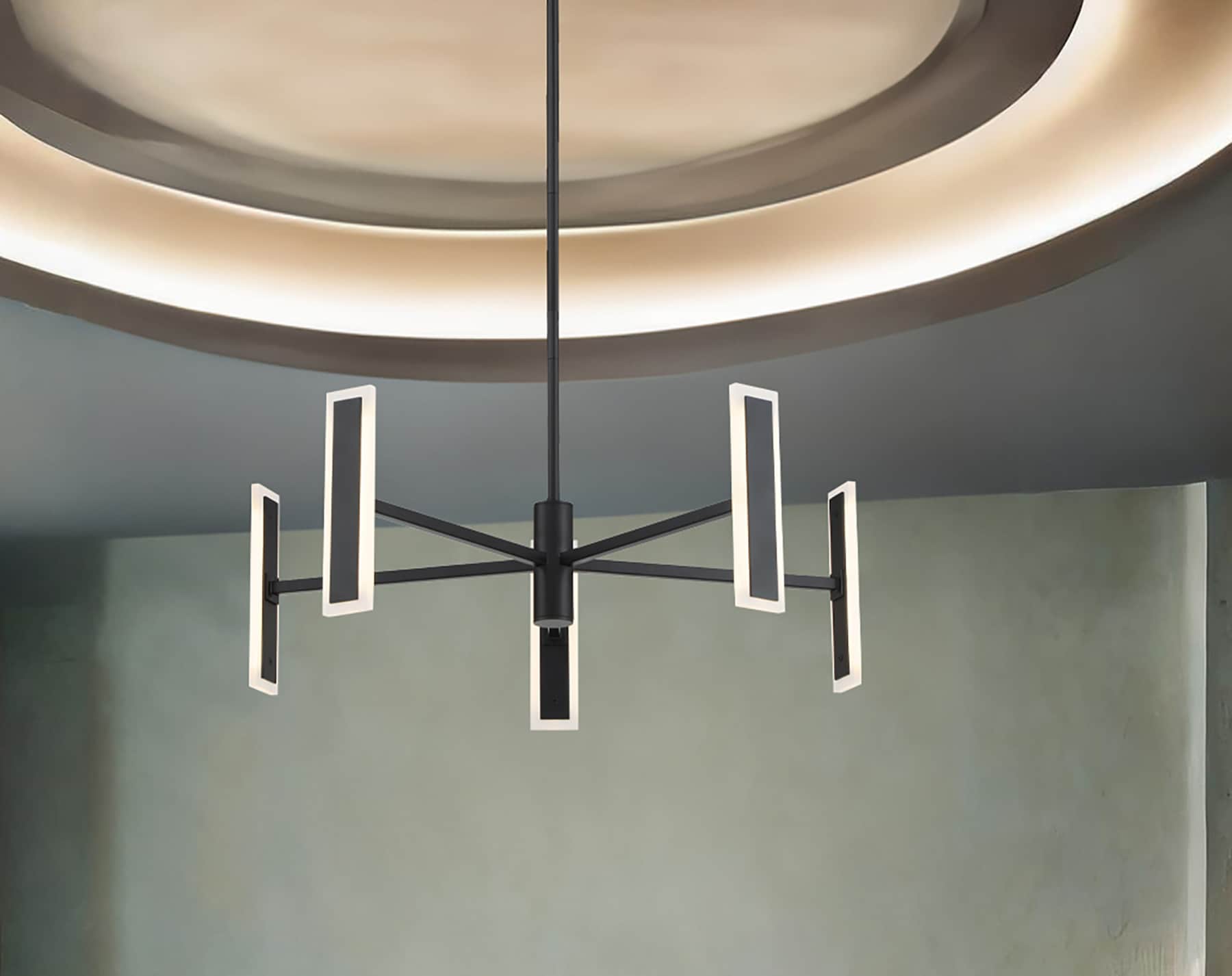 George Kovacs Edge 1 -Light Matte Black Modern/contemporary Integrated LED For Use in Bedrooms, Dining Rooms, Foyers, Kitchens, Living Rooms Chandelier