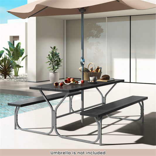 BABOOM 72-in Black Resin Rectangle Picnic Table