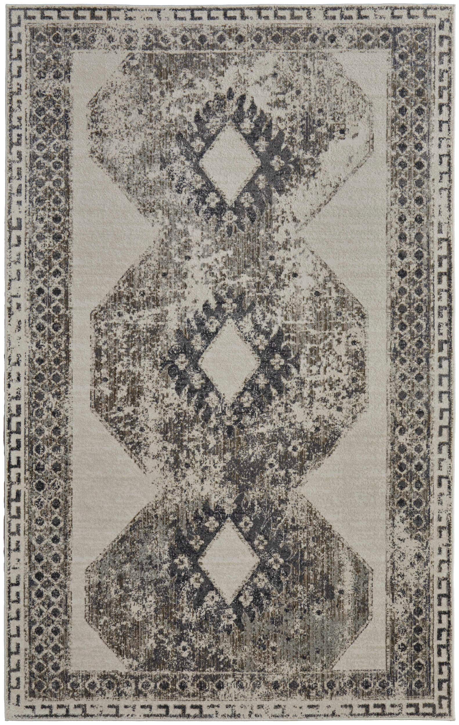 Room Envy 8 x 10 (ft) Loomed Ivory/Taupe/Gray Rectangular Indoor Distressed/Overdyed Pet Friendly Area rug