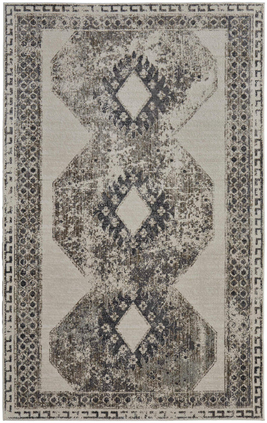 Room Envy 8 x 10 (ft) Loomed Ivory/Taupe/Gray Rectangular Indoor Distressed/Overdyed Pet Friendly Area rug