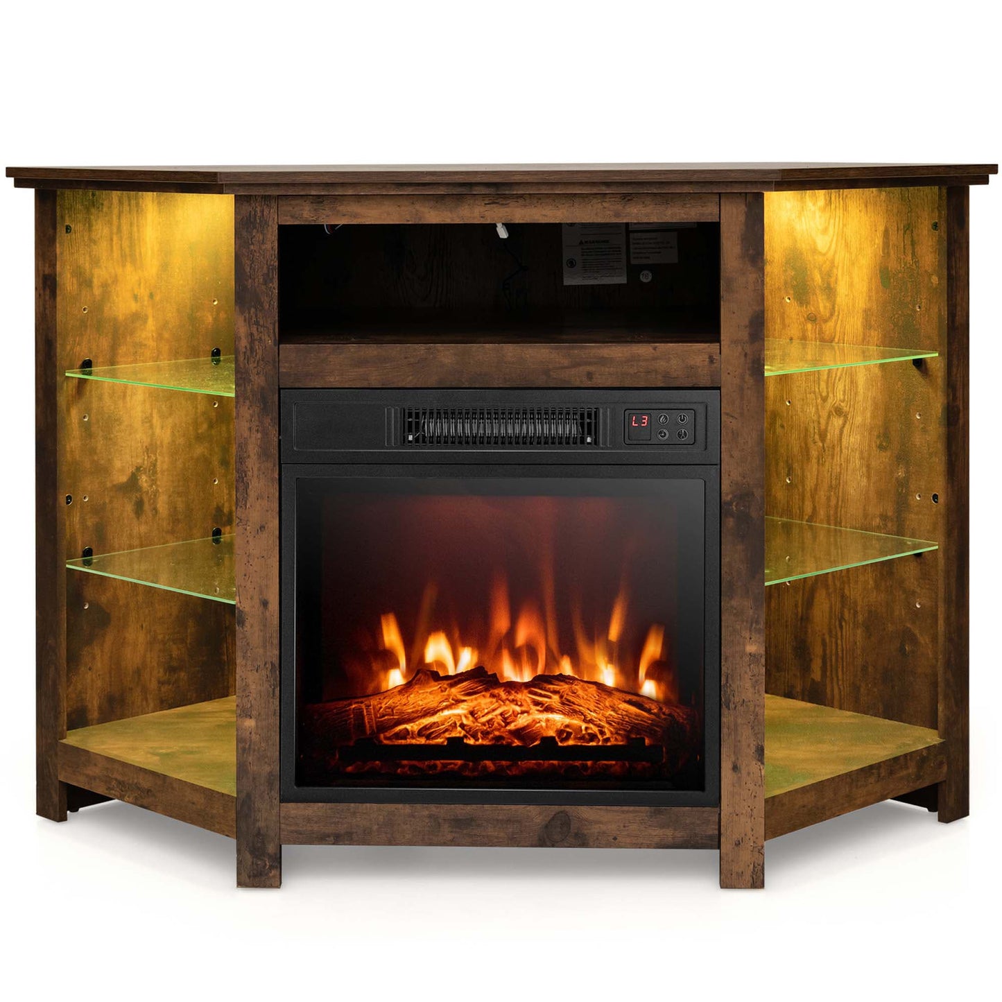 Costway Modern/Contemporary Brown TV stand Integrated TV Mount ( Accommodates TVs up to 50-in )