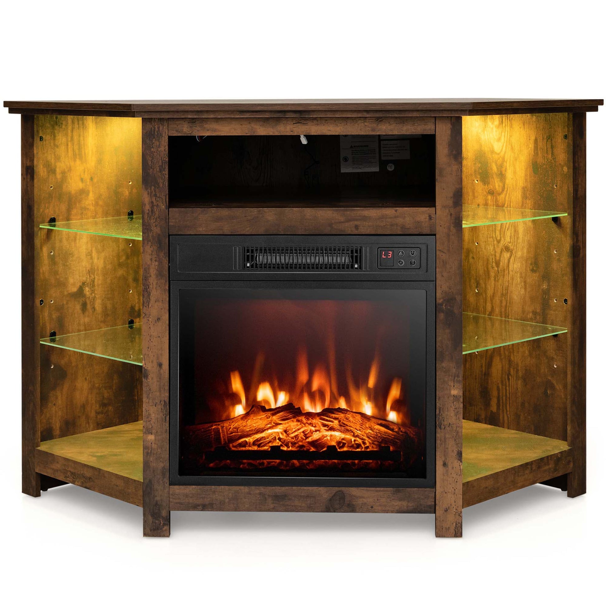 Costway Modern/Contemporary Brown TV stand Integrated TV Mount ( Accommodates TVs up to 50-in )