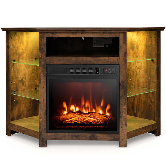 Costway Modern/Contemporary Brown TV stand Integrated TV Mount ( Accommodates TVs up to 50-in )