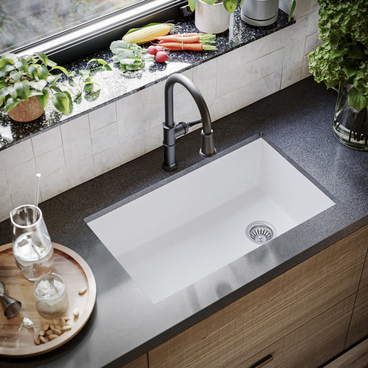 Karran Undermount 31.625-Inches x 19.125-Inches Quartz Single bowl Kitchen Sink