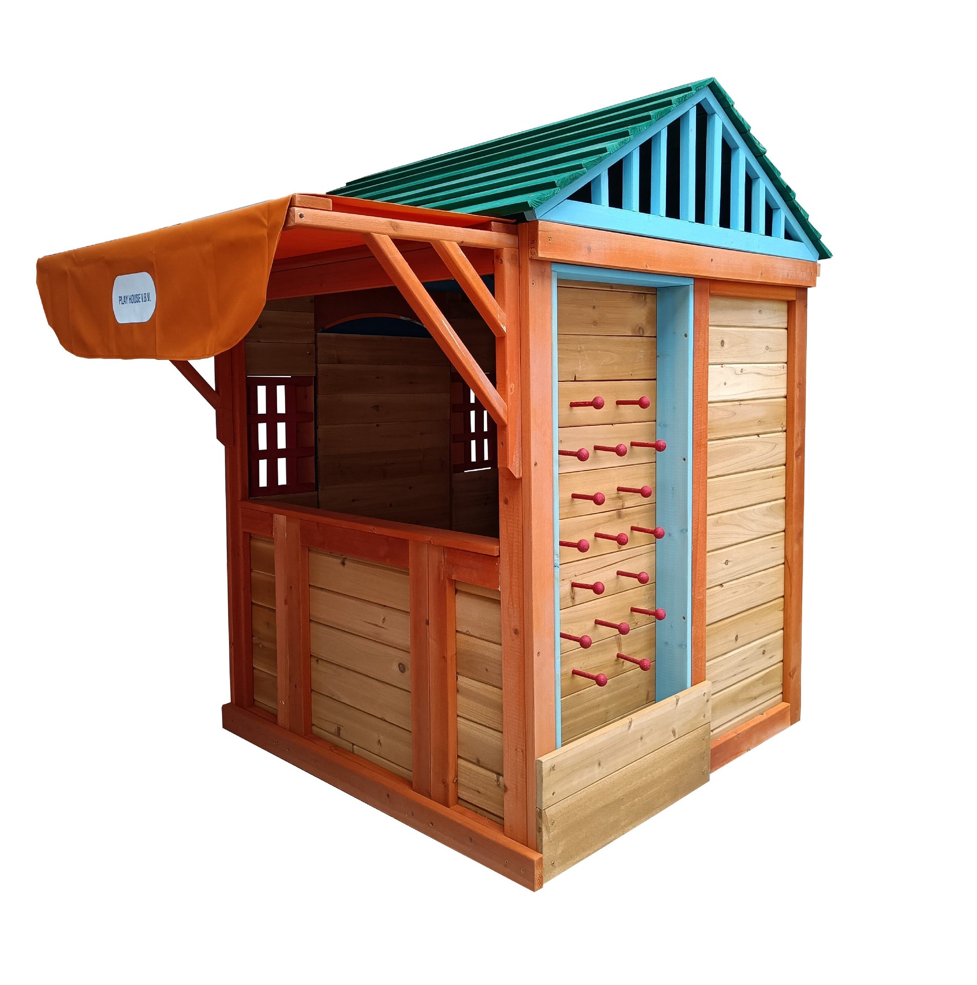 Siavonce Wooden Outdoor Game House 4-in-1 with Roof, Solid Fir Wood Construction, Playhouse for Kids 3-8 Years Old