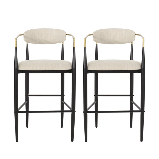 Best Selling Home Decor Beige 29.75-in H Bar height Upholstered Metal Bar Stool 2 -Pack