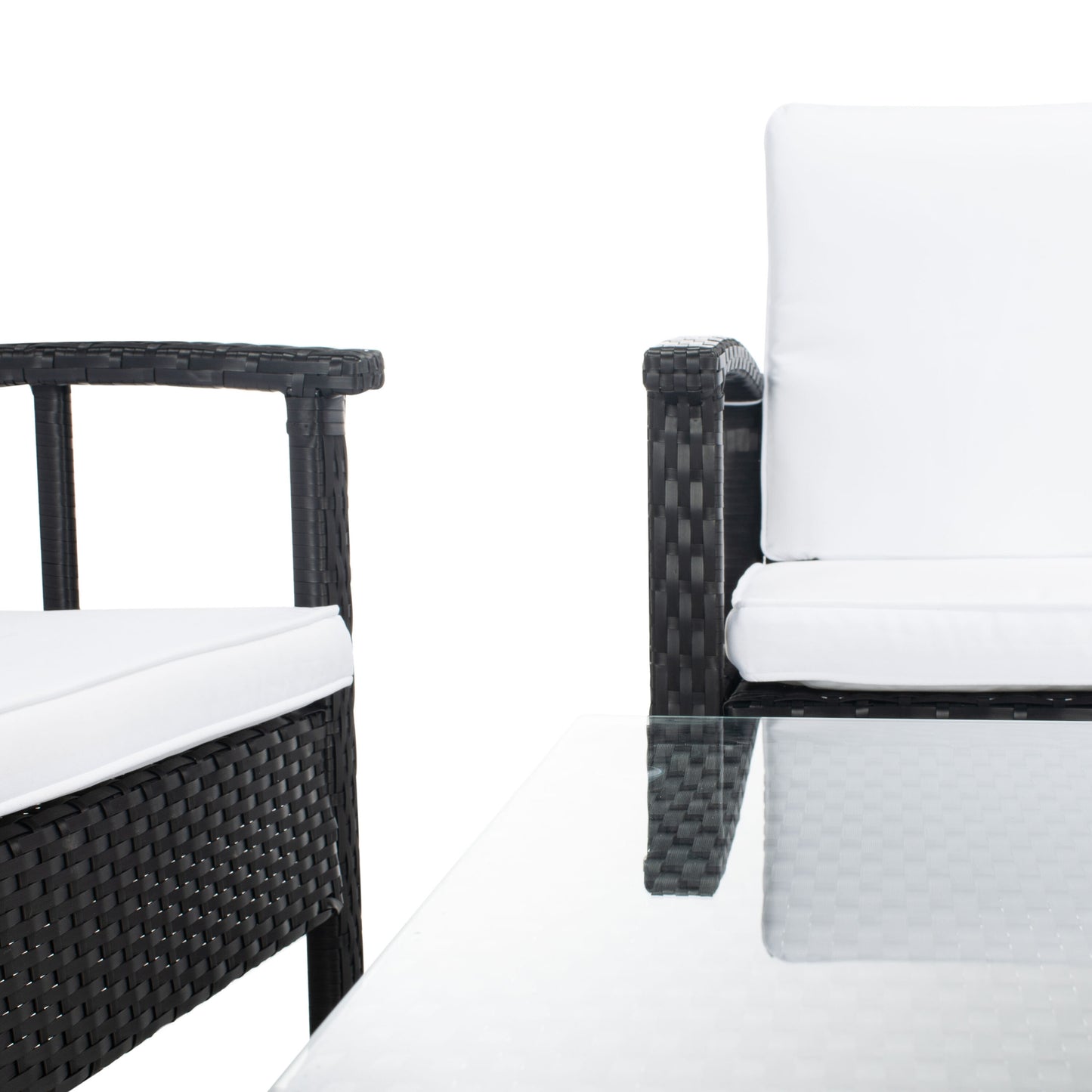 Safavieh Reslor 4 -Piece Wicker Patio Conversation Set with Off-white Safavieh Cushions