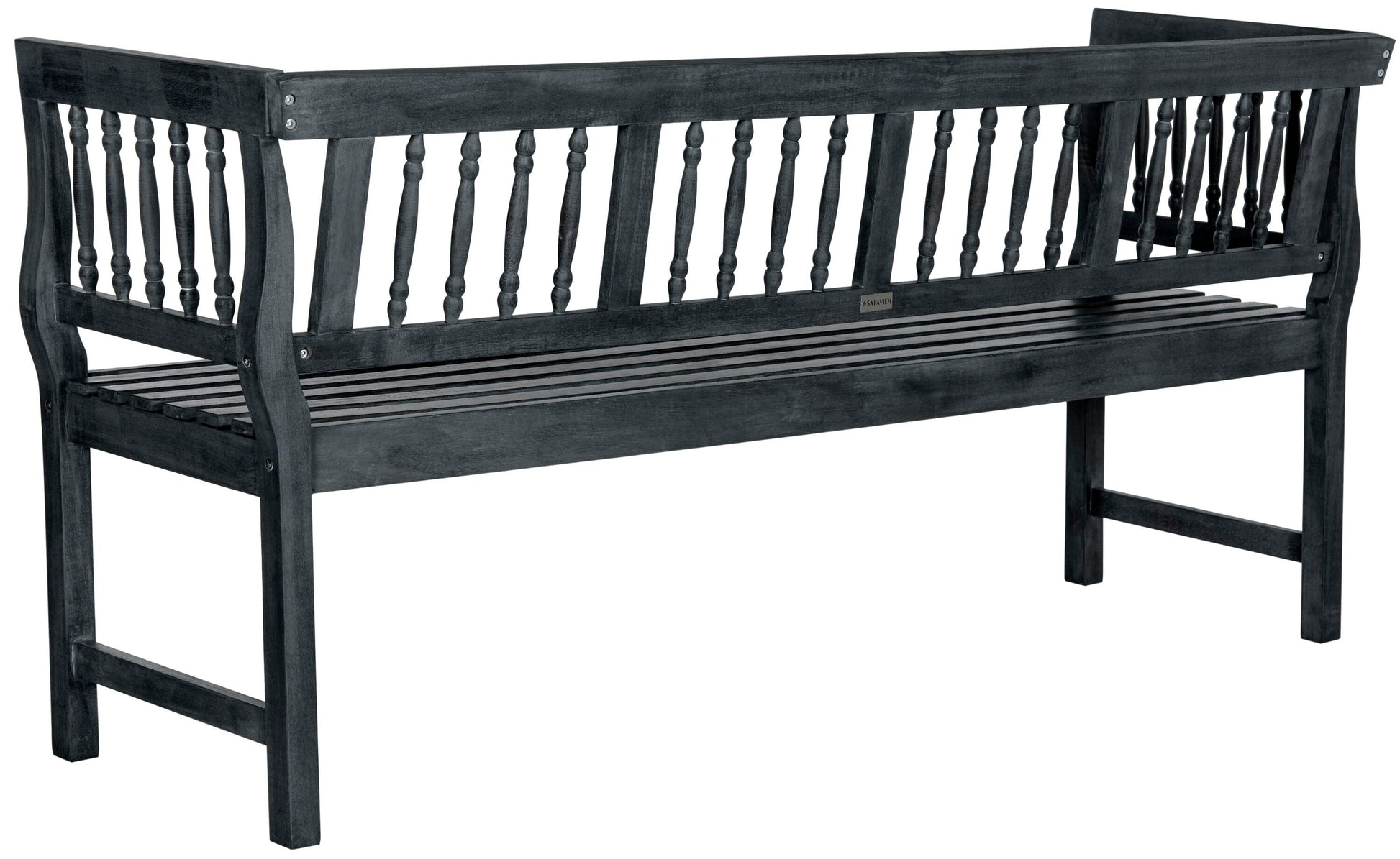 Safavieh Brentwood 68.1-in W x 31.5-in H Dark Slate Gray/Beige Acacia Traditional Bench