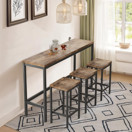 Bayfeve Dining Room Set With Stools Natural Brown Contemporary/Modern Dining Room Set with Rectangular Table ( Seats 3 )
