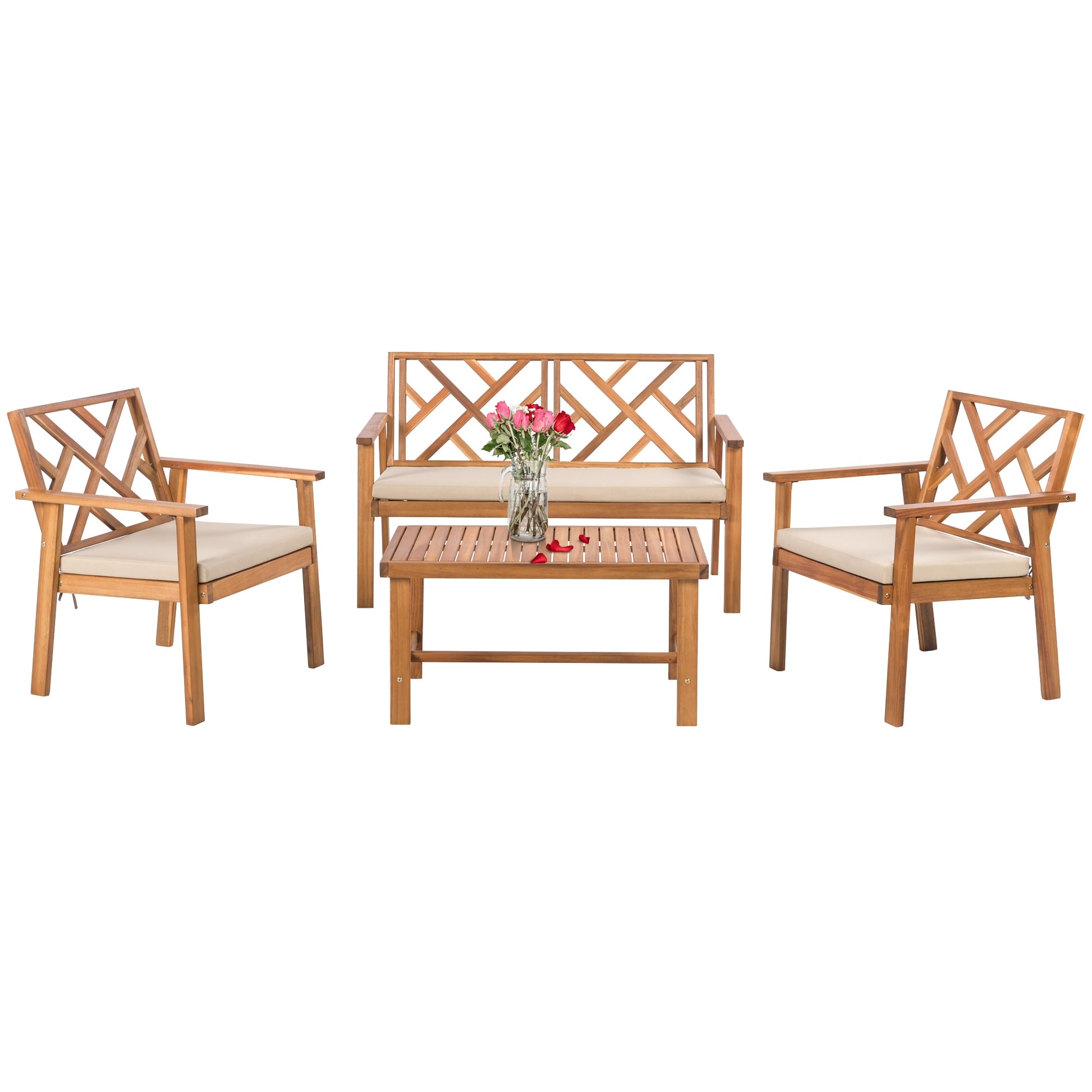 Werph Patio Conversation Set with Off-white Cushions