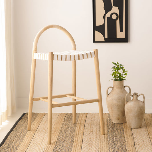 Safavieh White/Natural 29.92-in H Bar height Wood Bar Stool