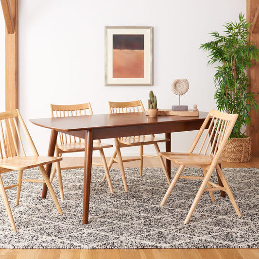 Safavieh Walnut Contemporary/Modern Extending Self-storing leaf Wood Dining Table, with Ac Coating Finish and Wood 31.5-in L x 29.13-in H