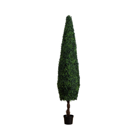 Nearly Natural 96-in Green Indoor/Outdoor Floor Boxwood Artificial tree