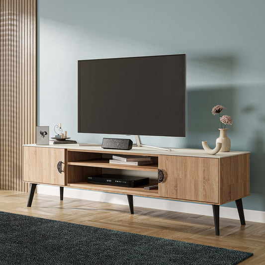 Manhattan Comfort Modern/Contemporary Natural and Nude TV stand ( Accommodates TVs up to 55-in )
