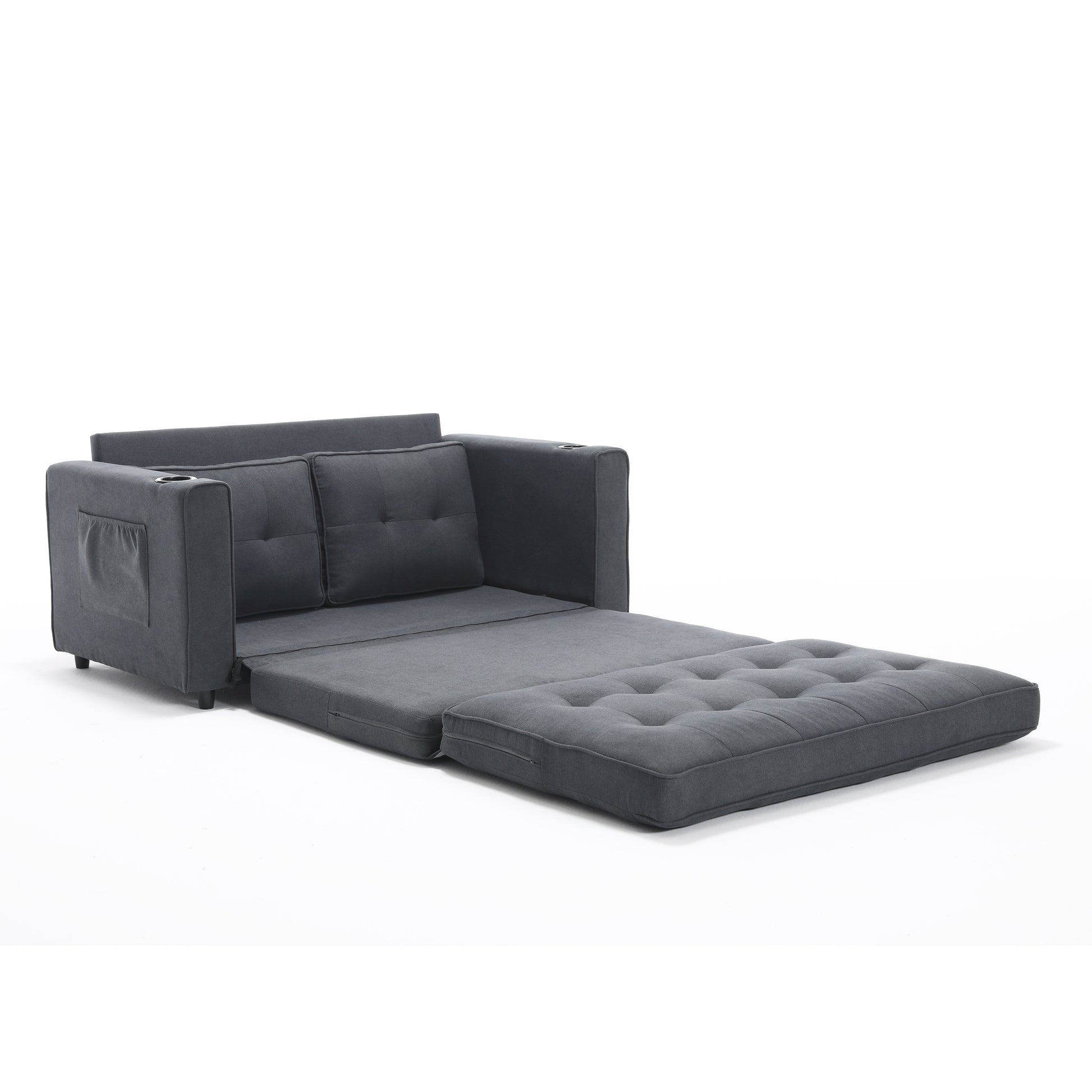 CESICIA 55-in Modern Dark Gray Reclining Loveseat