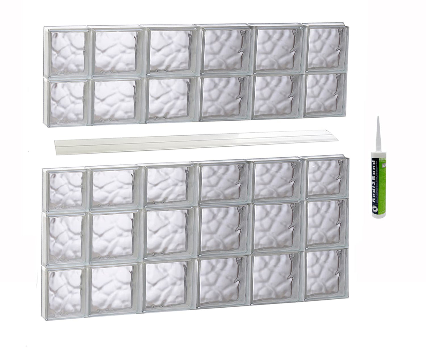 REDI2SET Wavy Glass 42-1/2-in x 36-3/4-in Frameless Replacement Glass Block Window