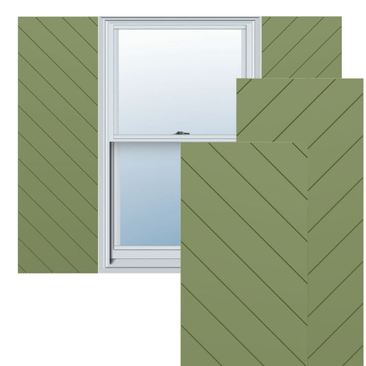 Ekena Millwork 18-in W x 34-in H Moss Green Flat panel Exterior Shutters ( 2 -Pack )