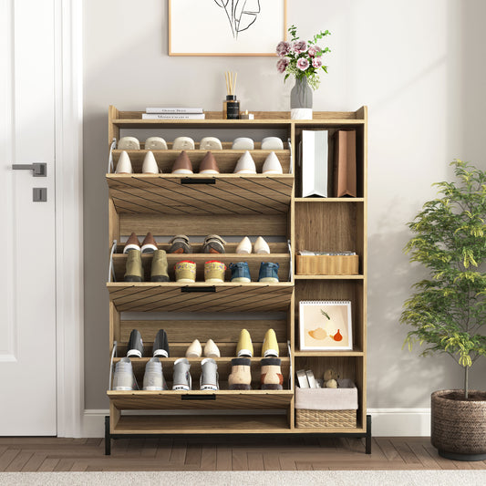 Mondawe 46.25-in H 3 Tier 24 pair Brown MDF Shoe cabinet