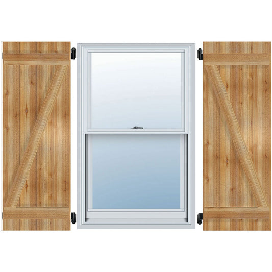 Ekena Millwork 32.25-in W x 72-in H Unfinished Paintable/Stainable Board and batten Z-bar Wood Exterior Shutters ( 2 -Pack )