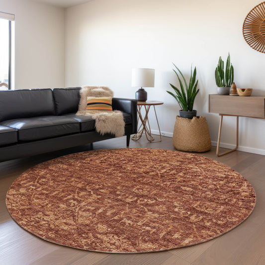 Addison Rugs Mayfield AMF40CL 8 x 8 (ft) Loomed Clay Round Indoor Abstract Machine washable Pet Friendly Area rug