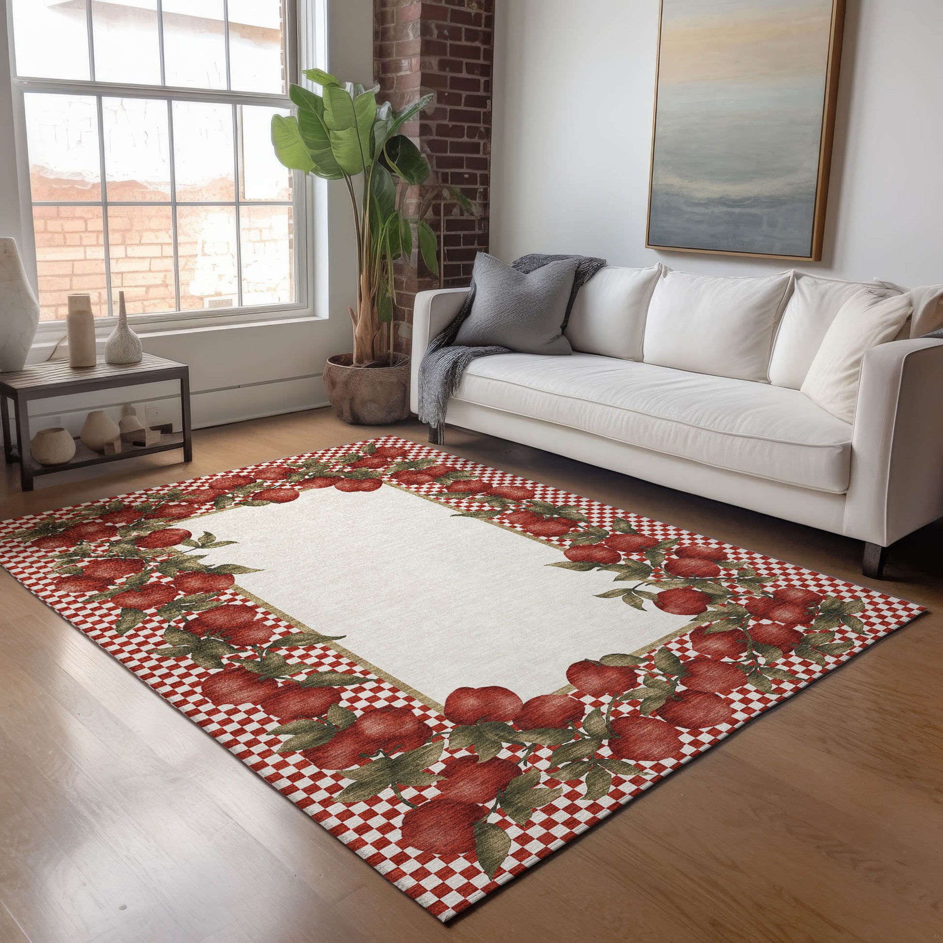 Addison Rugs Mayfield AMF164AP 8 x 10 (ft) Loomed Apple Rectangular Indoor Geometric Machine washable Pet Friendly Area rug