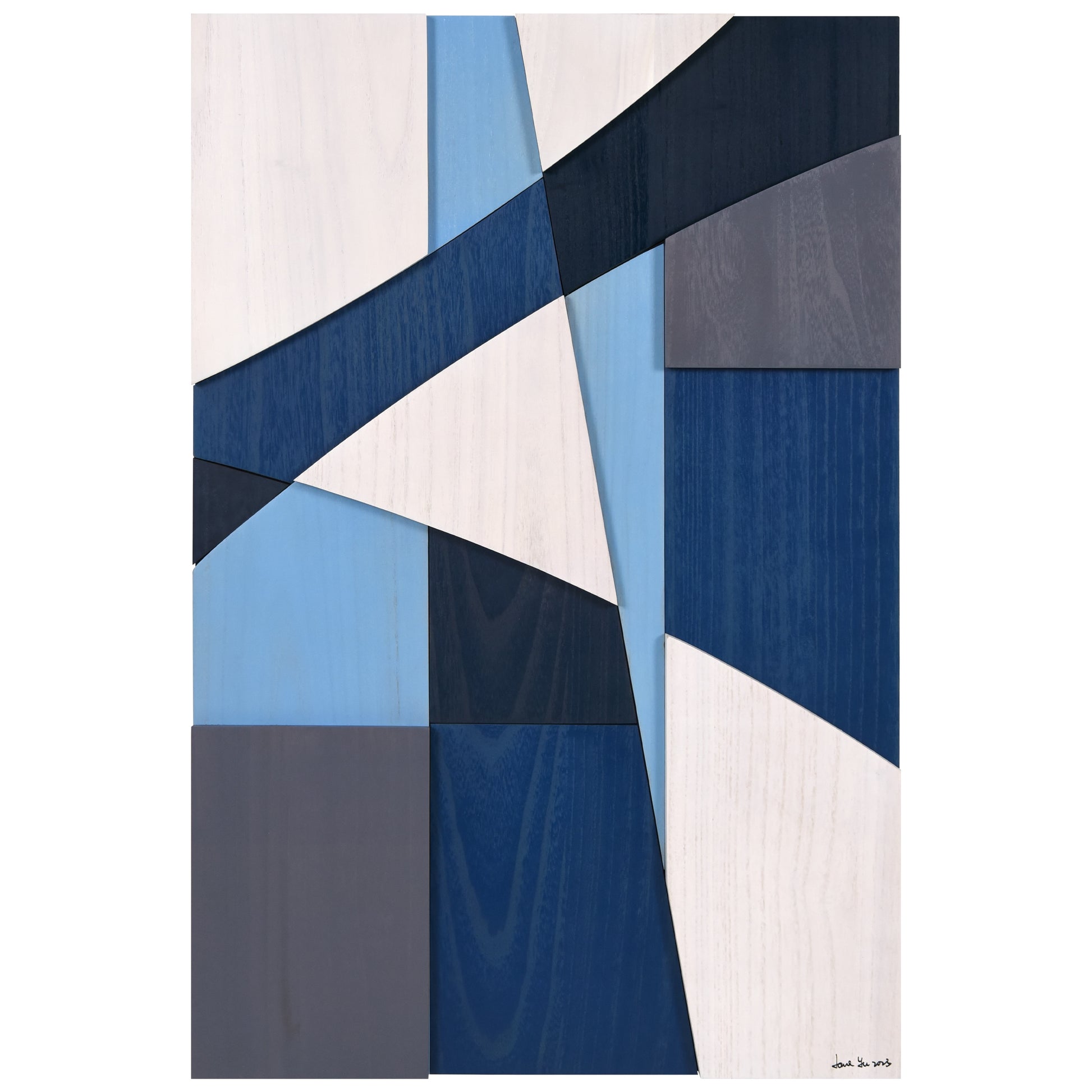 Empire Art Direct Whispers of Blues II Jane Yu Unframed 36-in H x 24-in W Modern Wood 3D art
