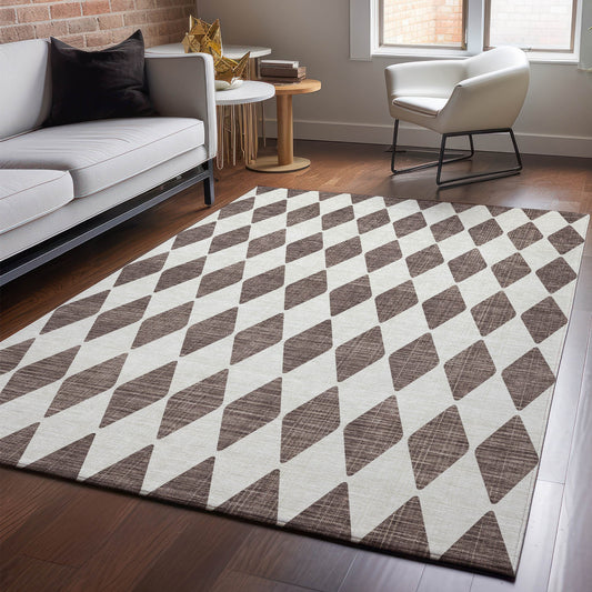 Addison Rugs Mayfield AMF578BR 8 x 10 (ft) Loomed Brown Rectangular Indoor Geometric Machine washable Pet Friendly Area rug